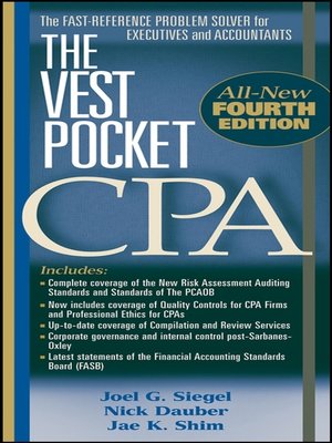 The Vest Pocket Cpa By Joel G Siegel 183 Overdrive Rakuten